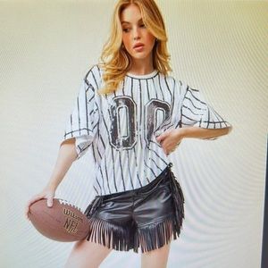 White Sequin Jersey Top